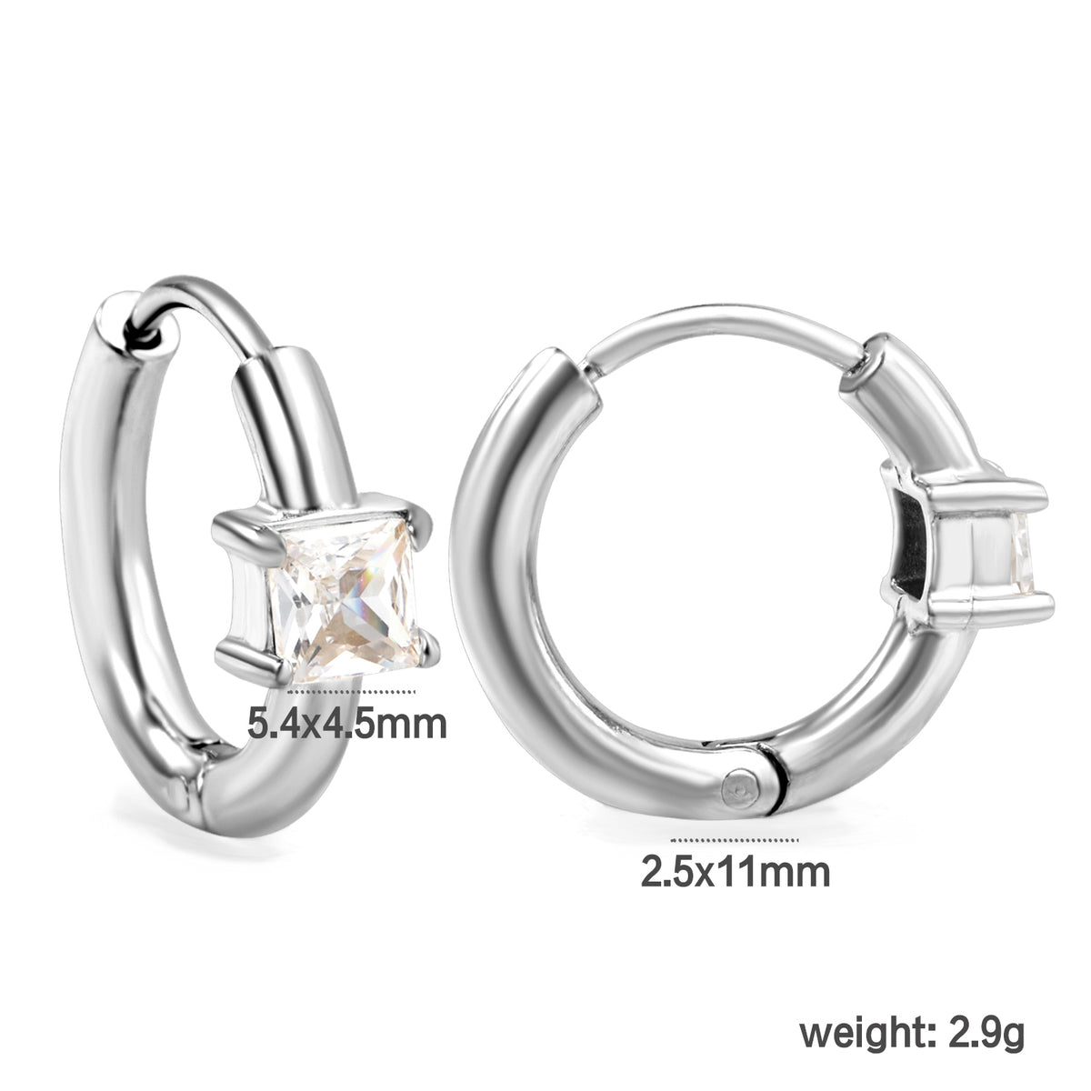 Boucles d'oreilles gem argenté