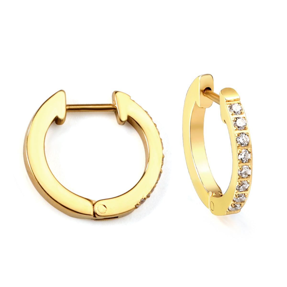 Boucles d'oreilles brillantes rondes dorée