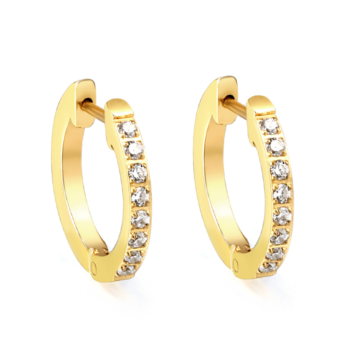 Boucles d'oreilles brillantes rondes dorée