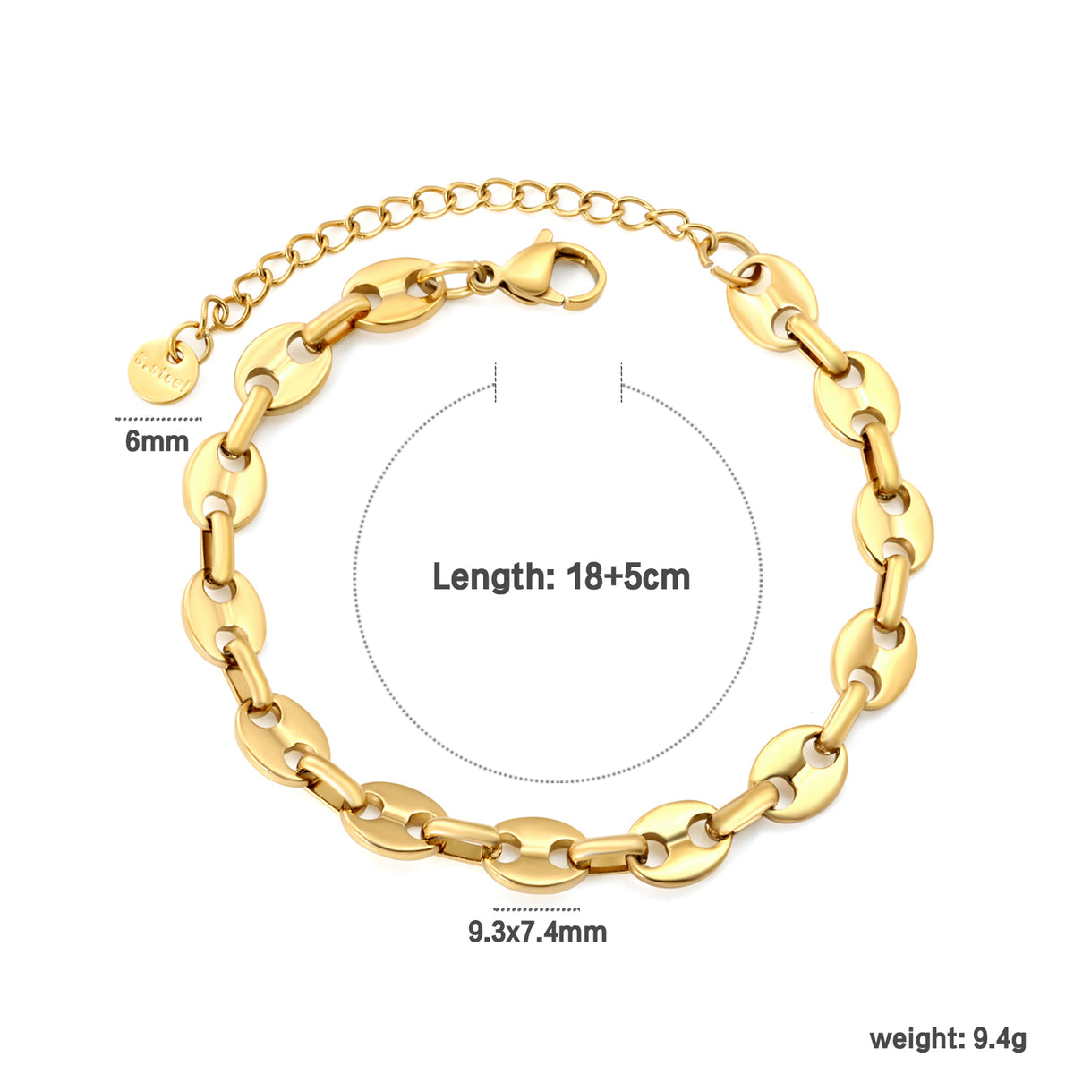 Bracelet pièce dorée