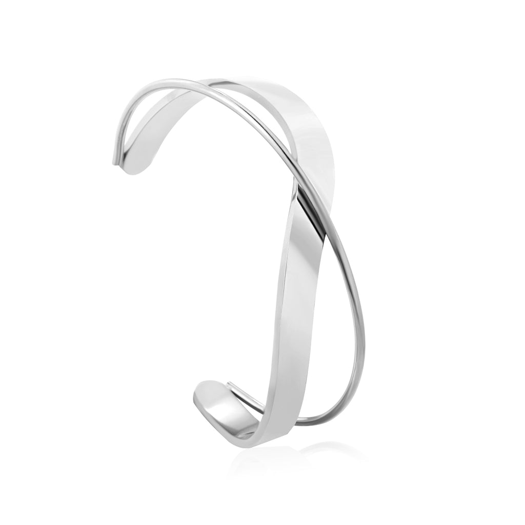 Bracelet bangle torsade argent