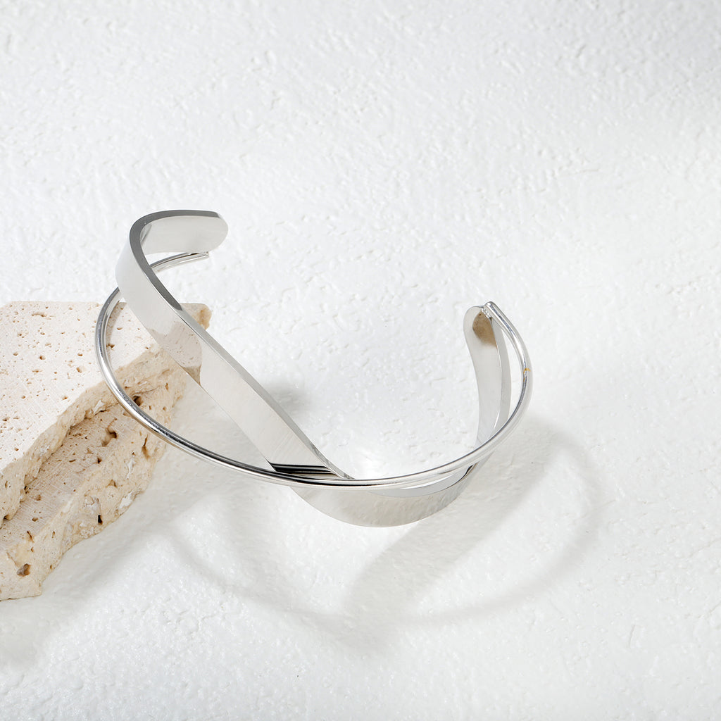 Bracelet bangle torsade argent