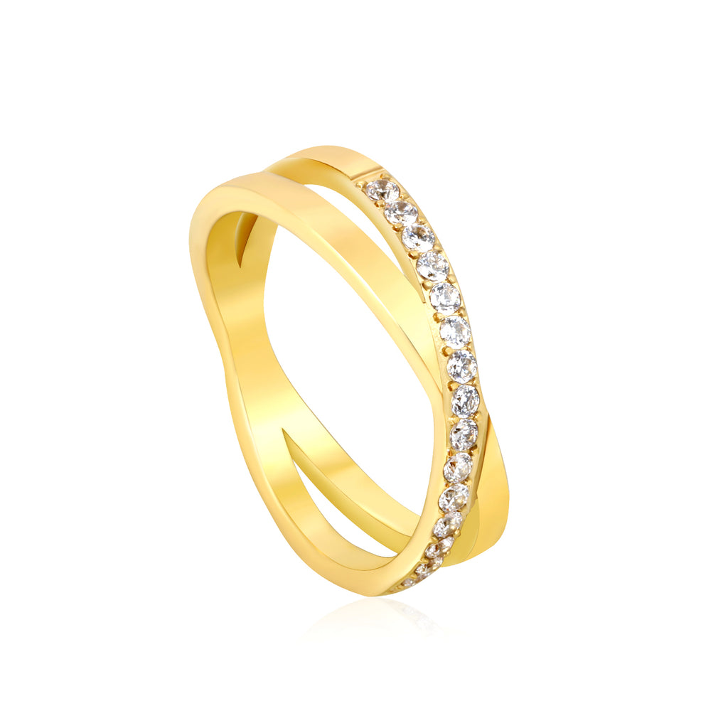 Bague entrecroiser dorée