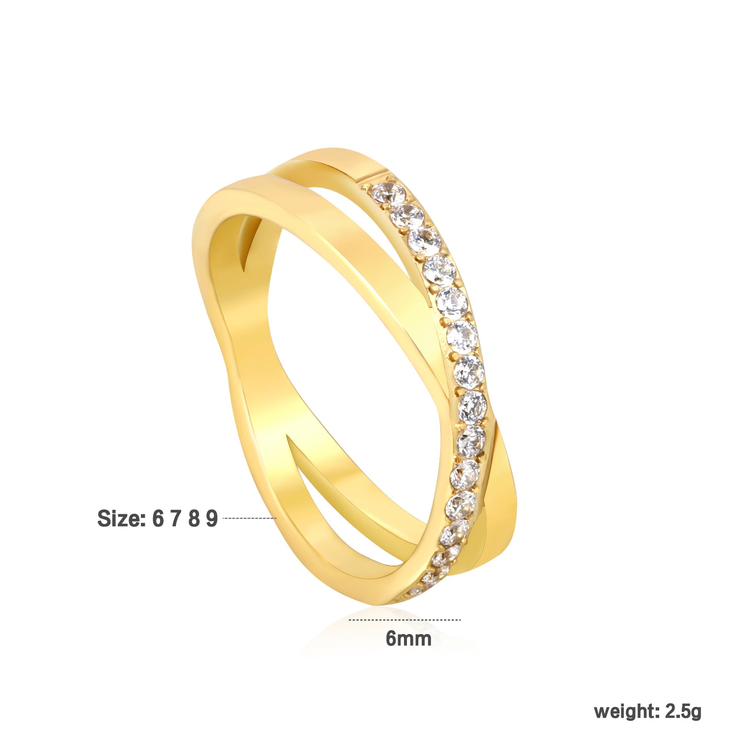 Bague entrecroiser dorée