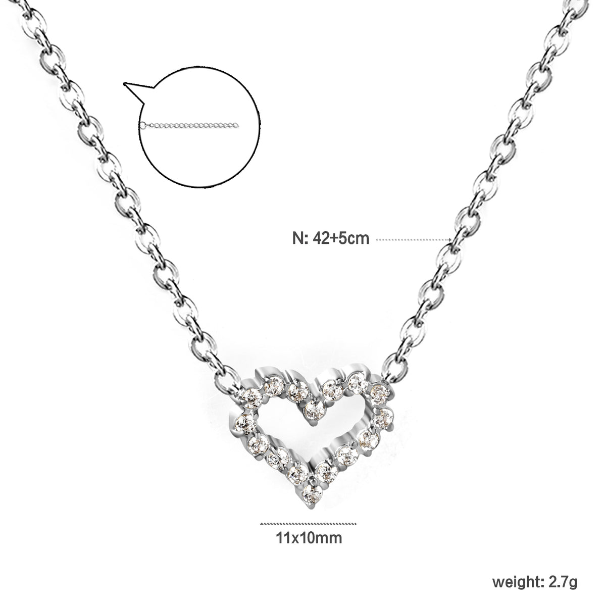 Collier coeur argenté