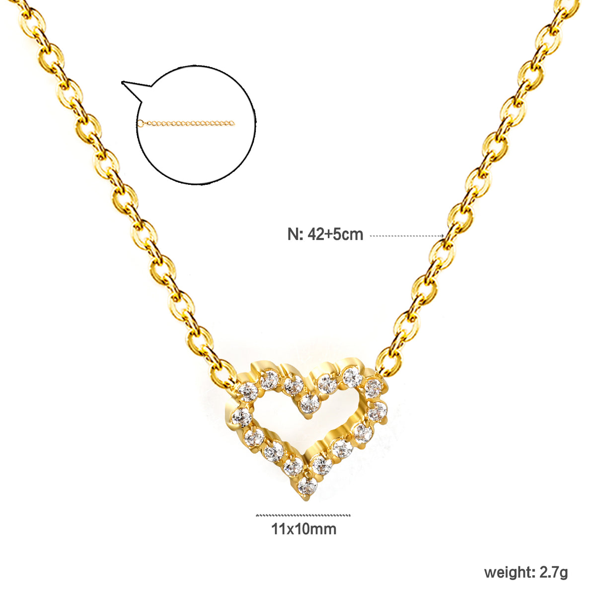 Collier cœur dorée