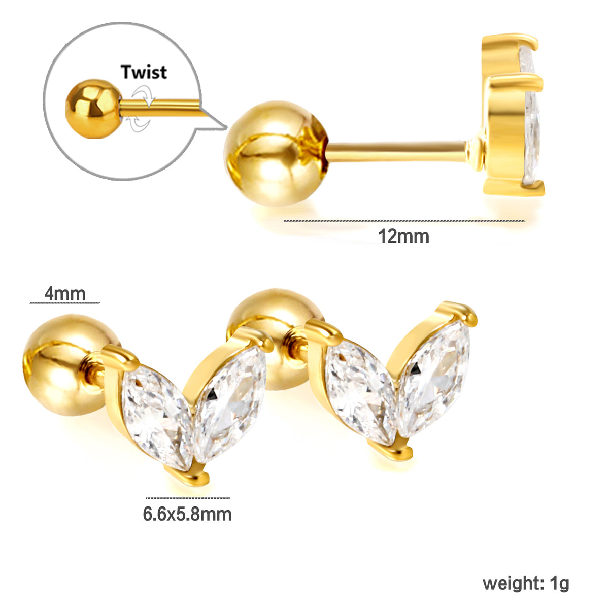 Boucles d'oreilles heart dorée
