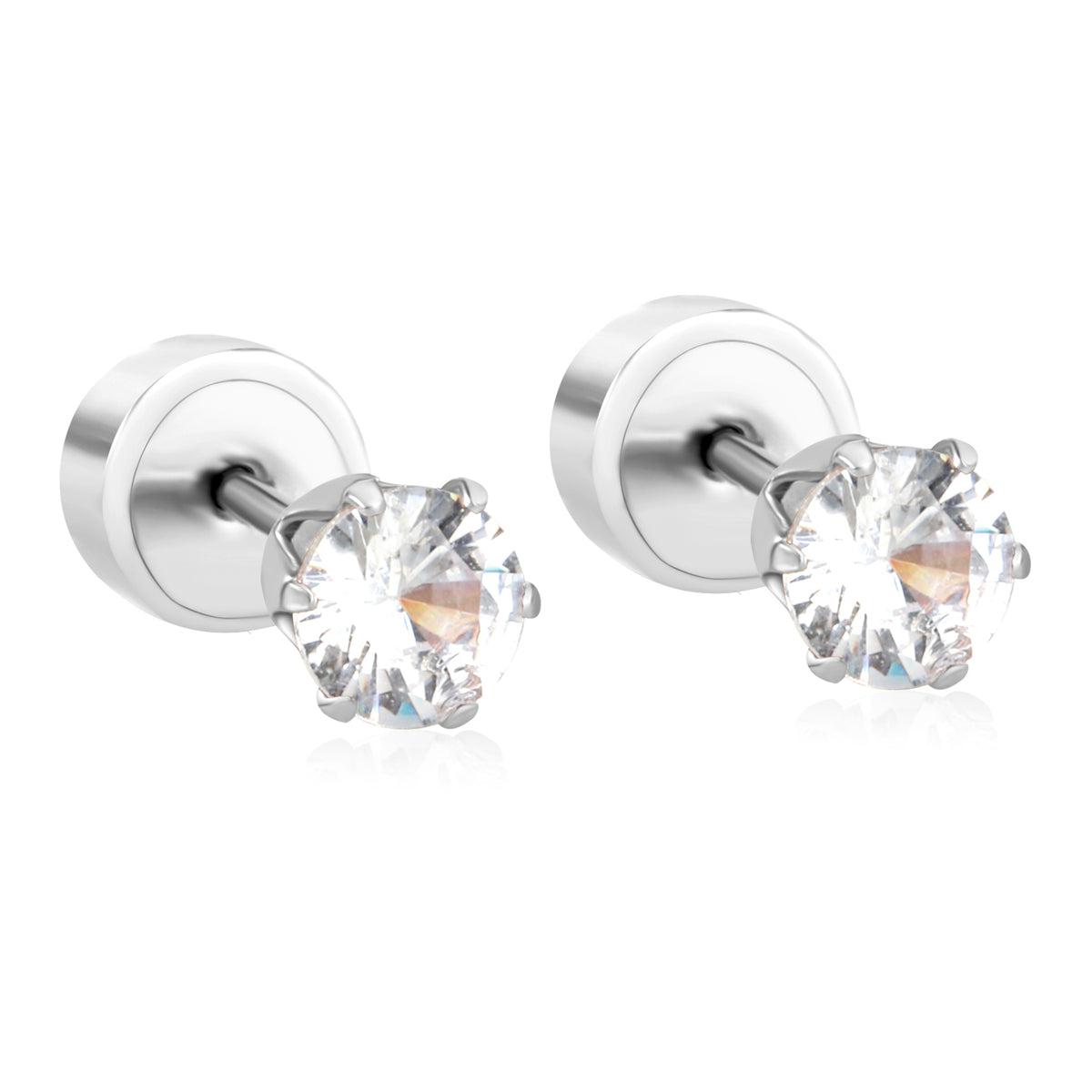 Boucles d'oreilles diamant argenté