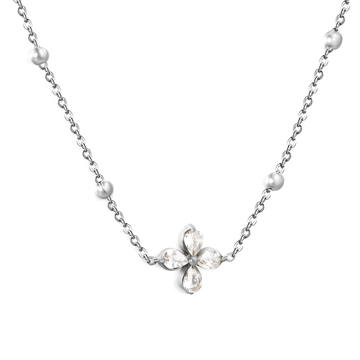 Collier fleur argenté