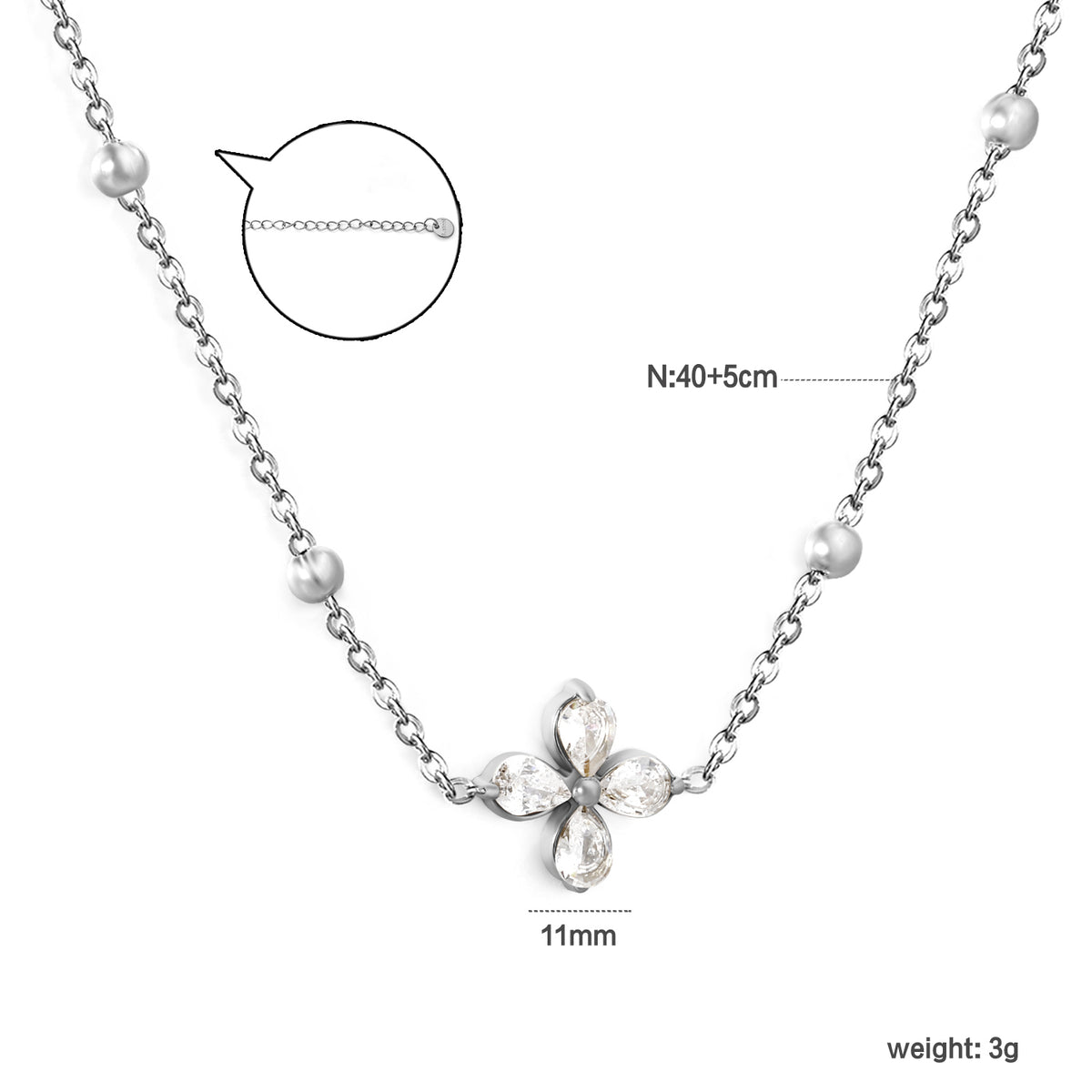 Collier fleur argenté