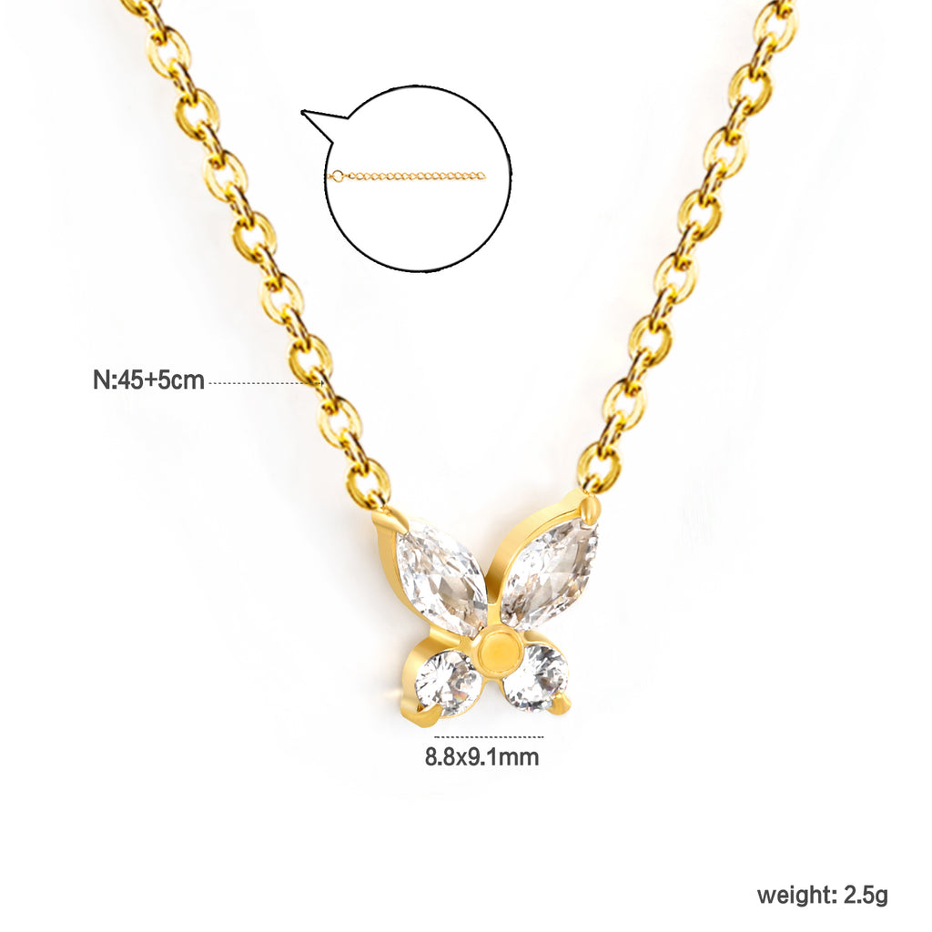 Collier papillon en diamant dorée