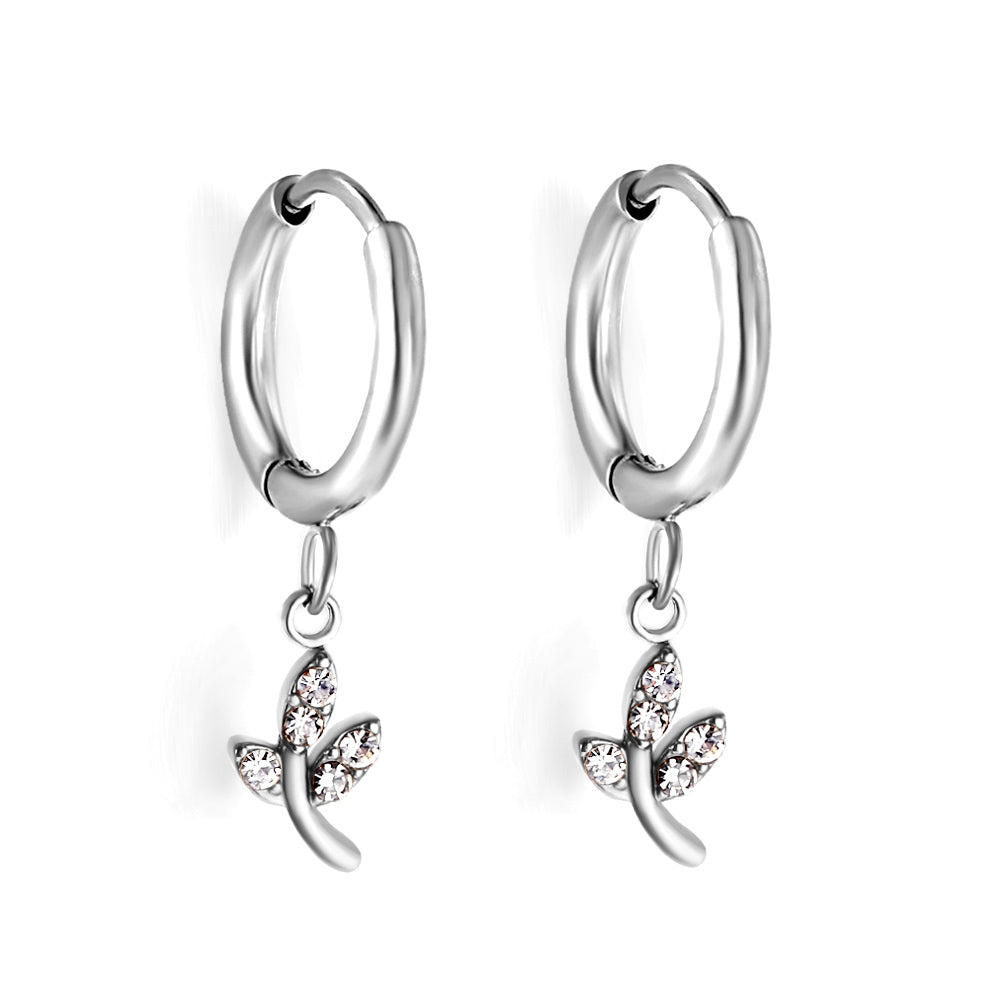 Boucles d'oreilles leaves argenté