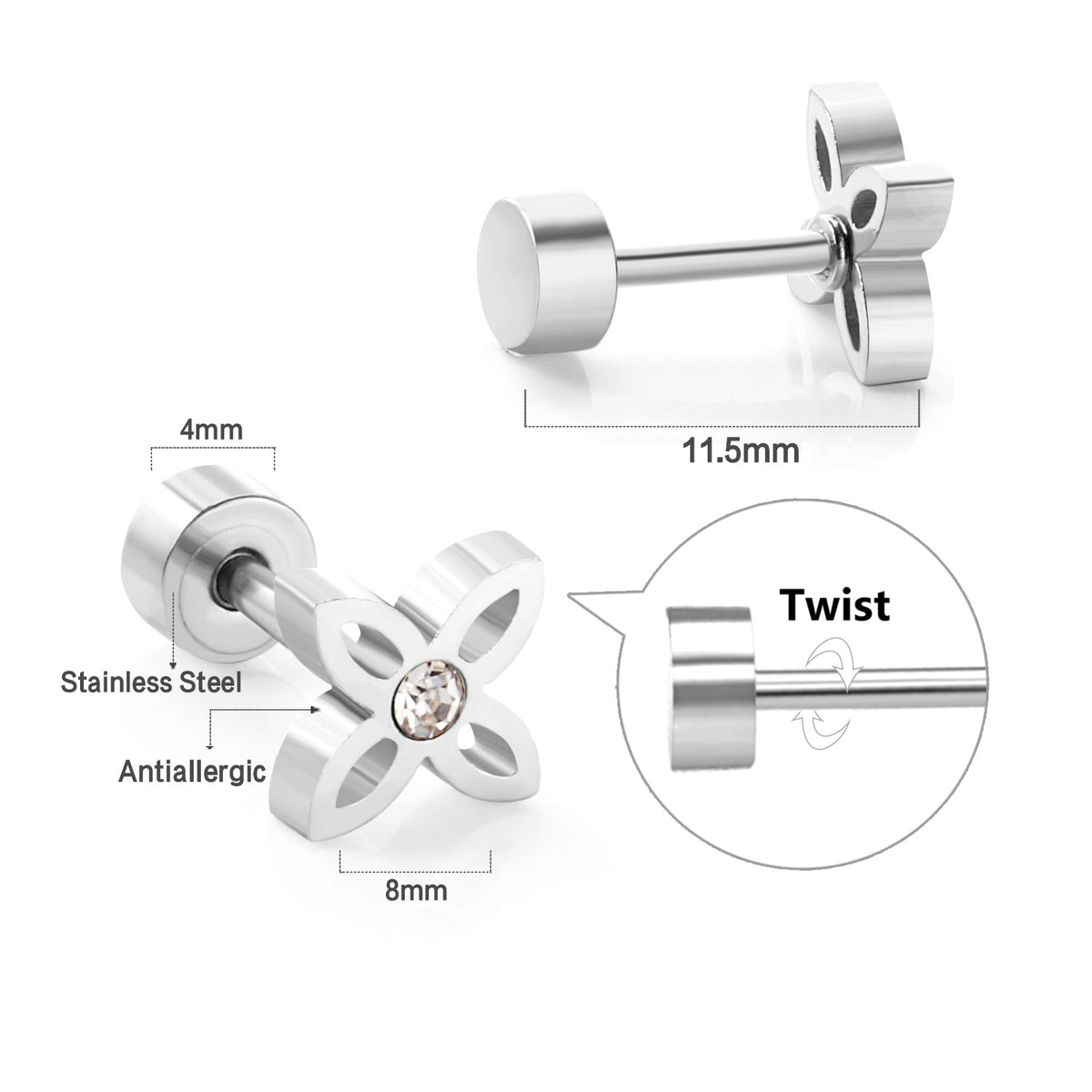 Boucles d'oreilles X argenté