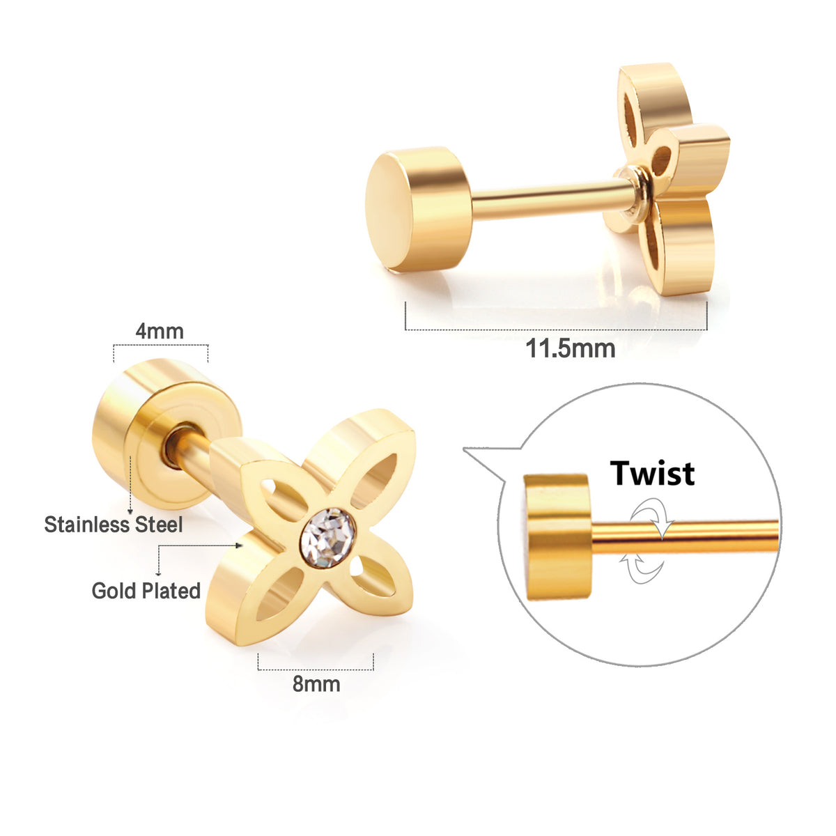 Boucles d'oreilles X dorée