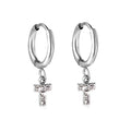 Boucles d'oreilles croix argenté
