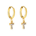 Boucles d'oreilles croix dorée