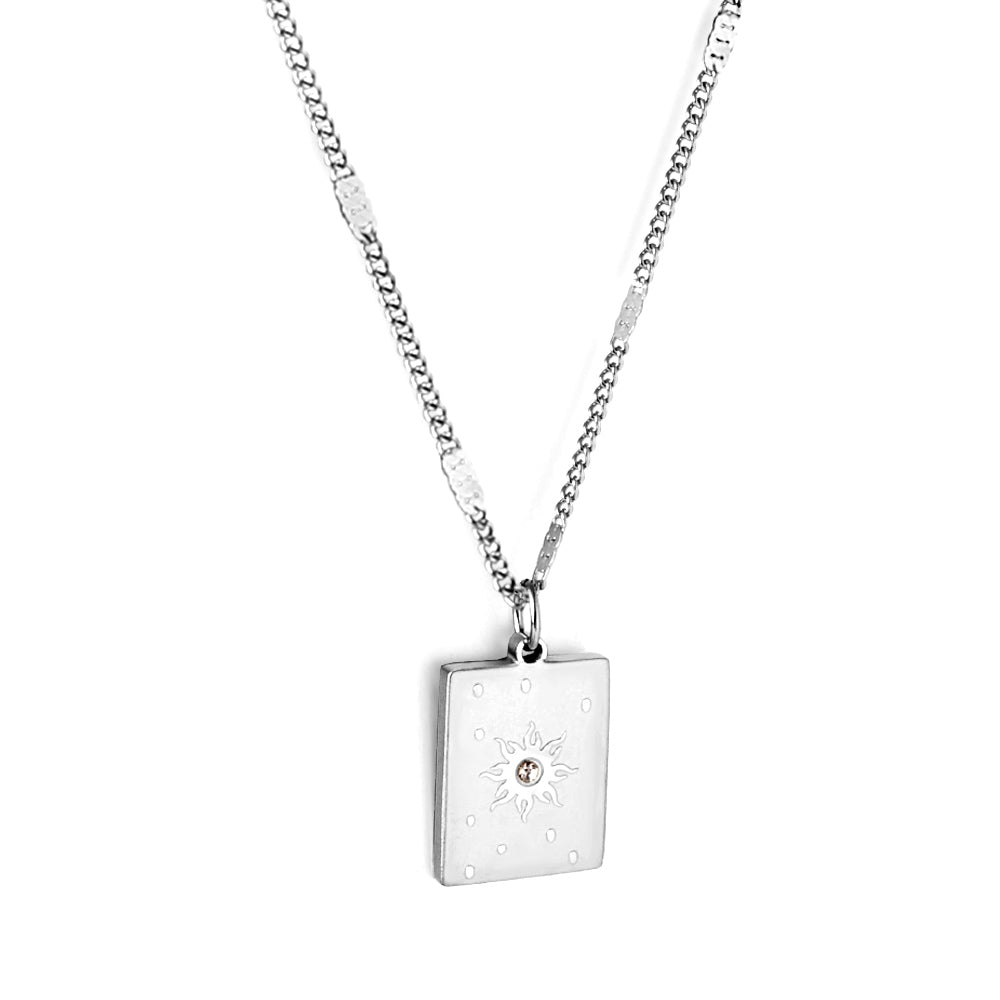 collier soleil argenté