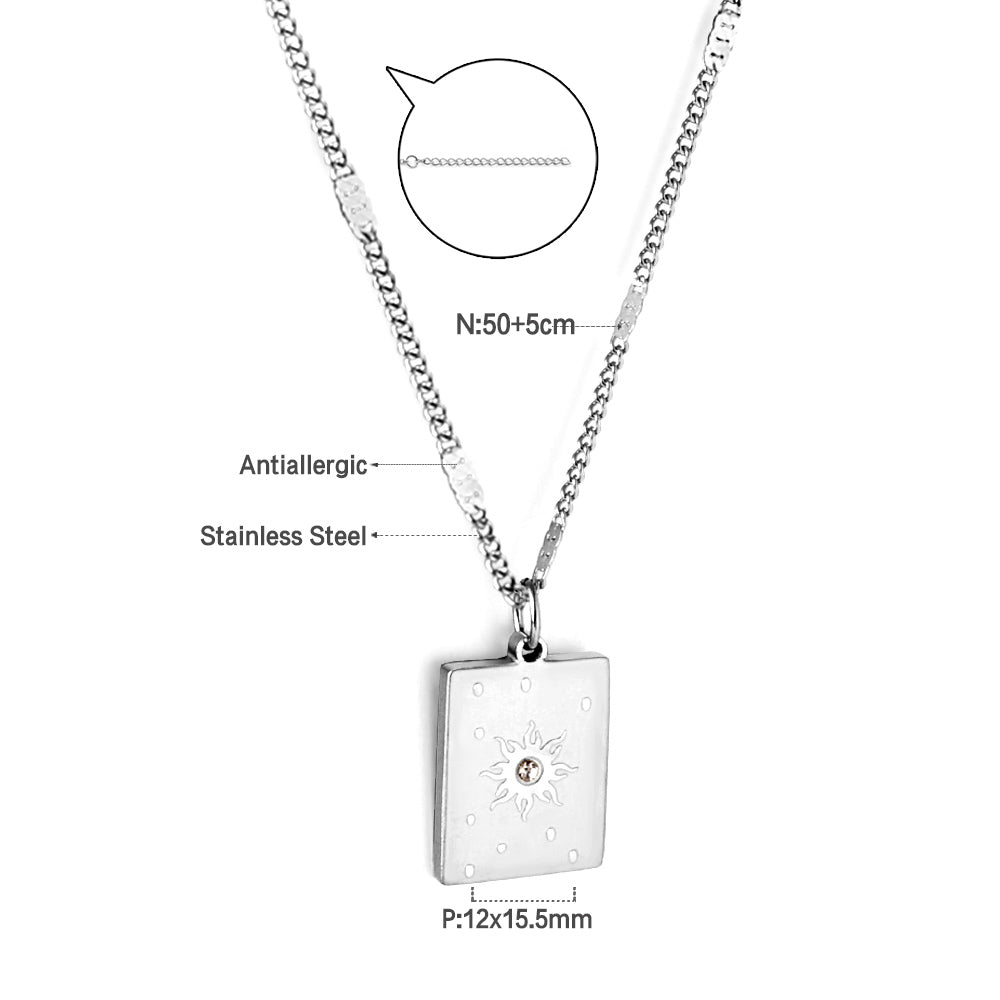 collier soleil argenté