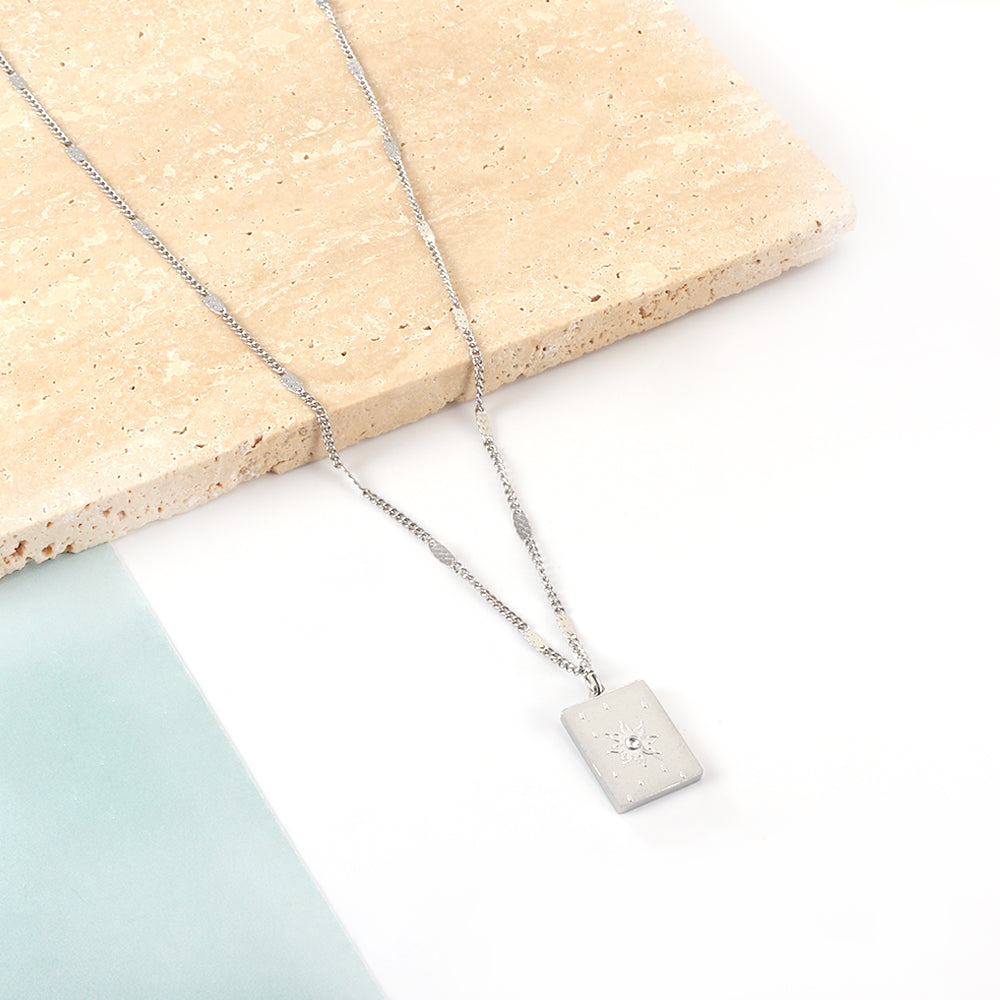collier soleil argenté