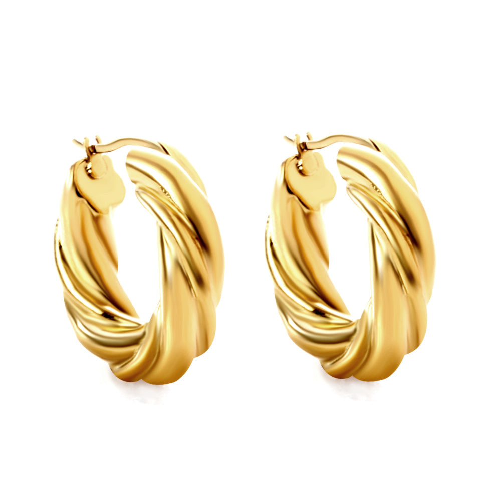 Boucles d'oreilles torsade ronde dorée