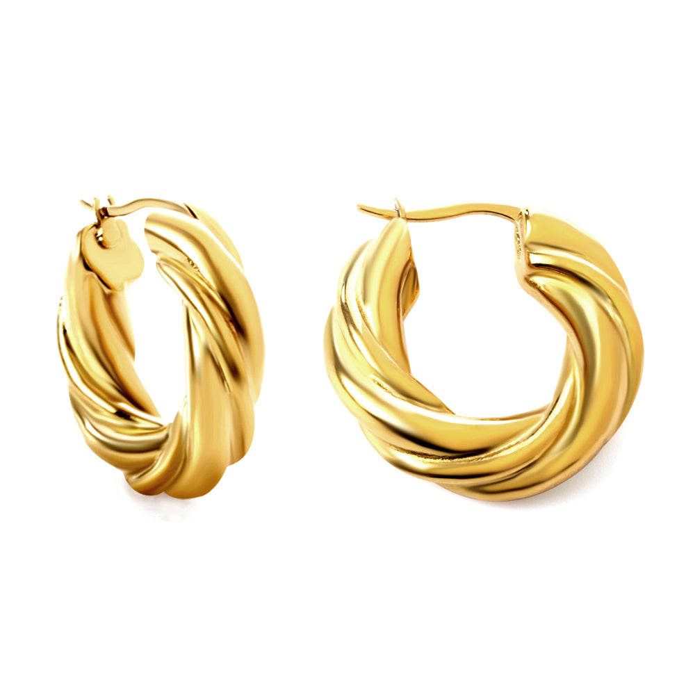 Boucles d'oreilles torsade ronde dorée