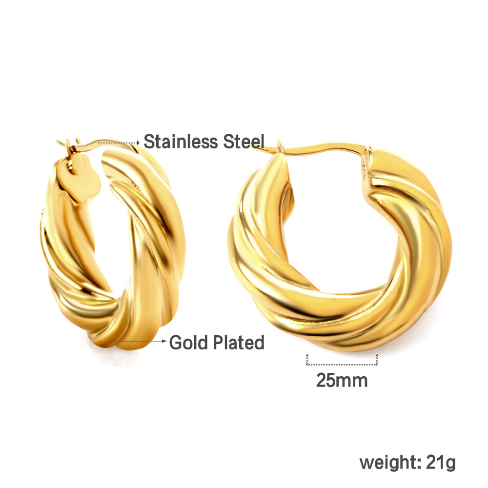 Boucles d'oreilles torsade ronde dorée