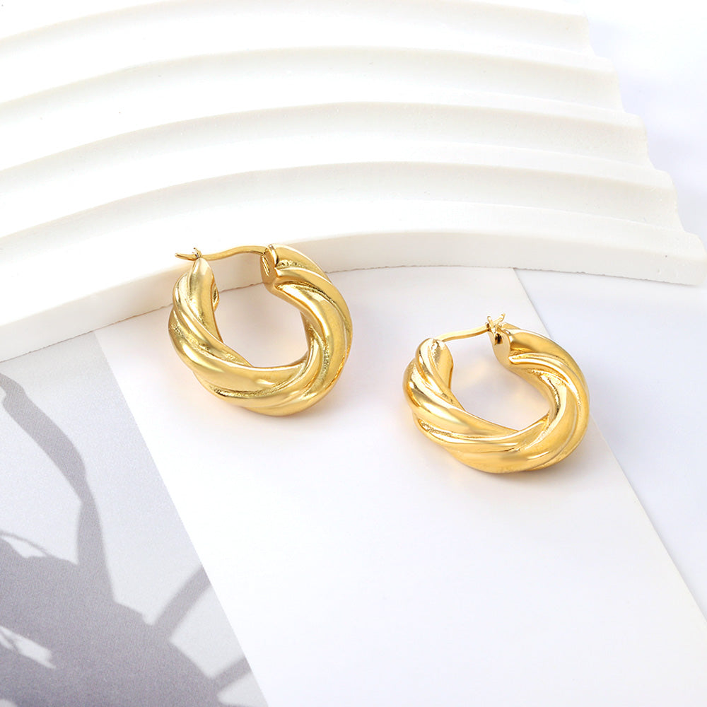 Boucles d'oreilles torsade ronde dorée