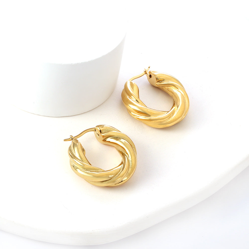 Boucles d'oreilles torsade ronde dorée