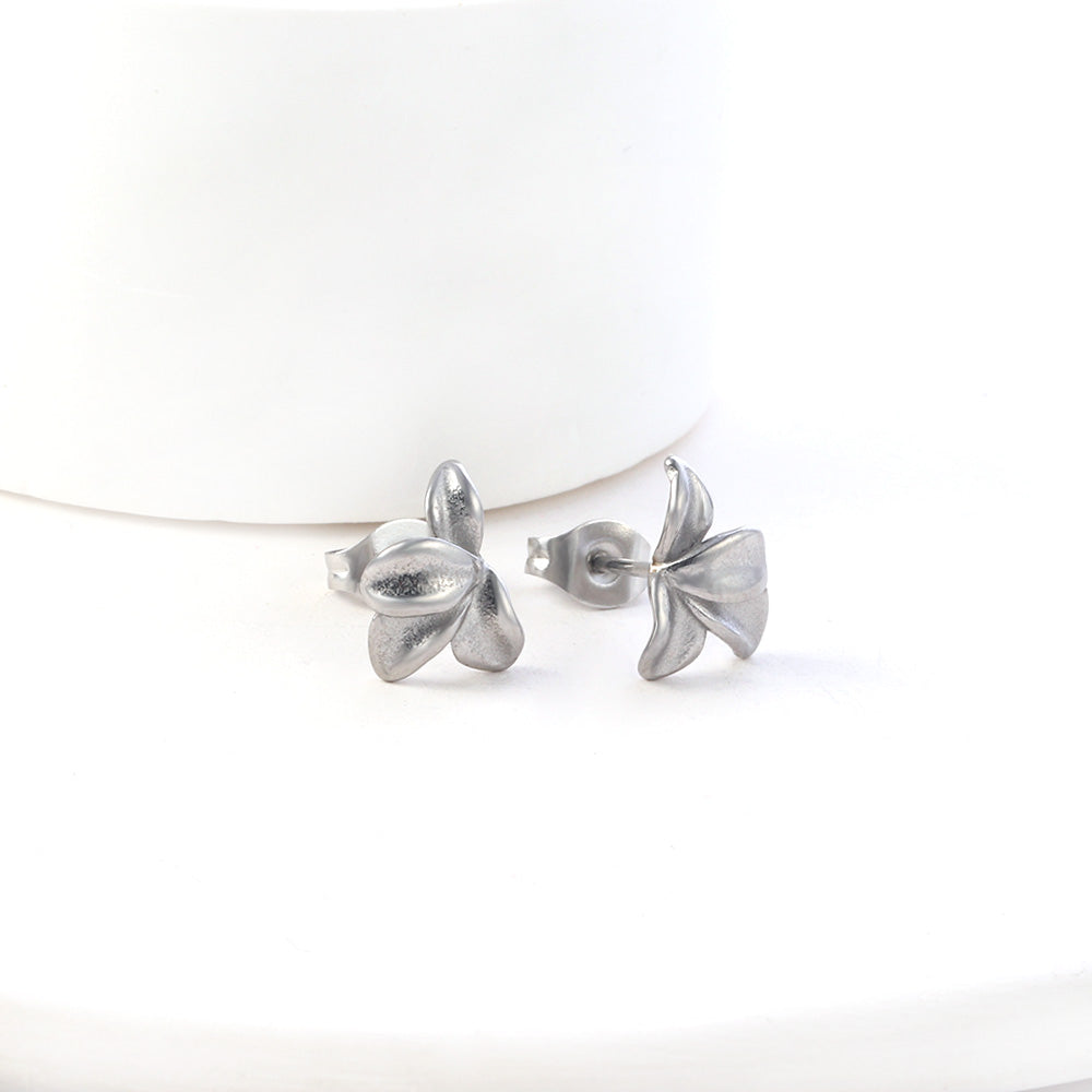 Boucles d'oreilles pétales argenté
