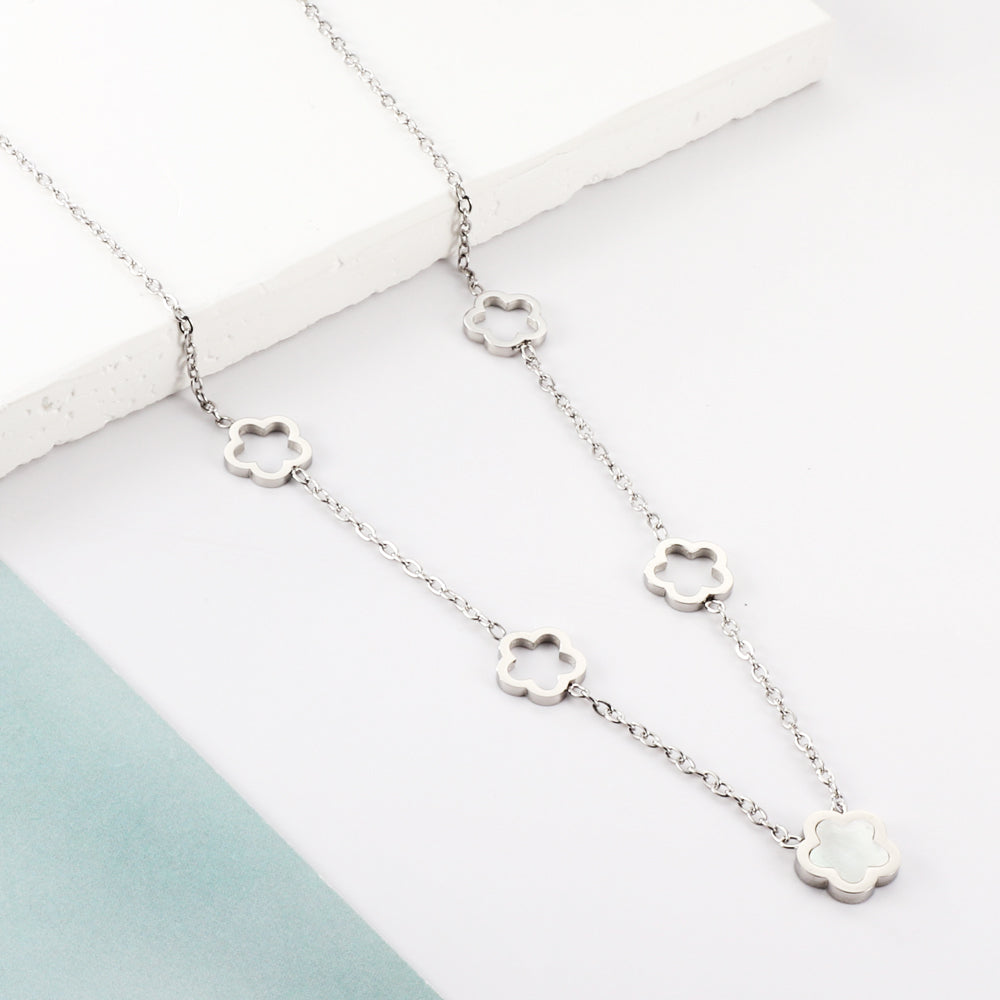 Collier clover argenté