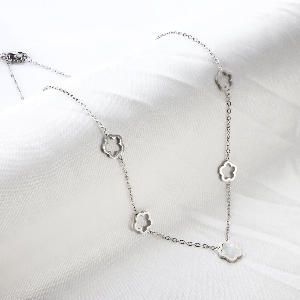 Collier clover argenté