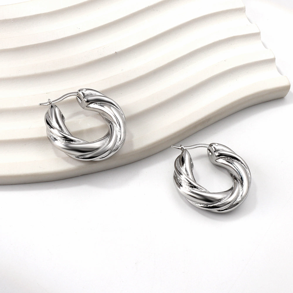 Boucles d'oreilles torsade ronde arenté