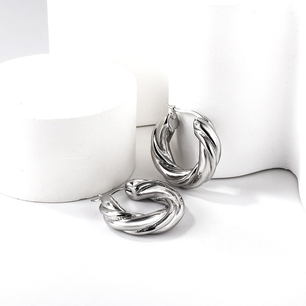 Boucles d'oreilles torsade ronde arenté