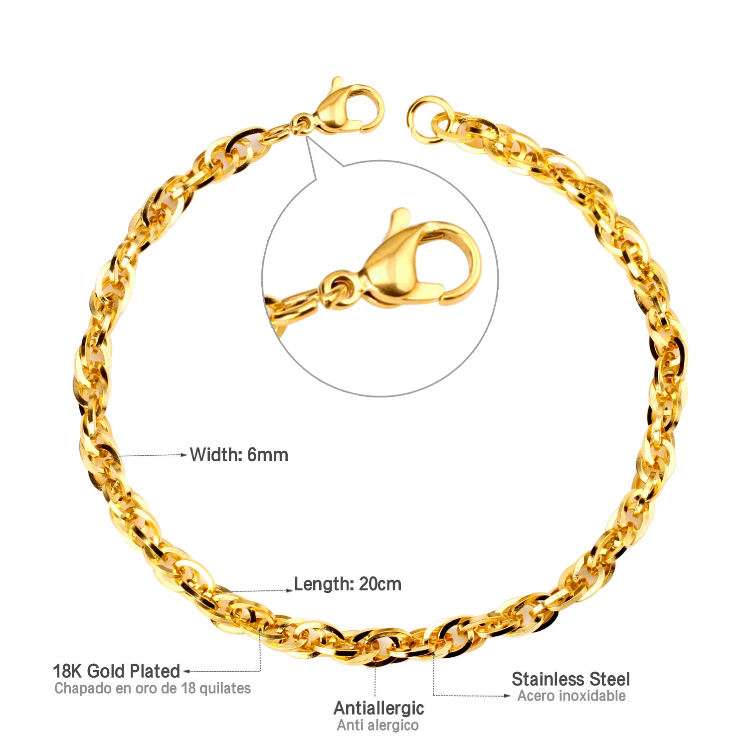 Bracelet chainette dorée