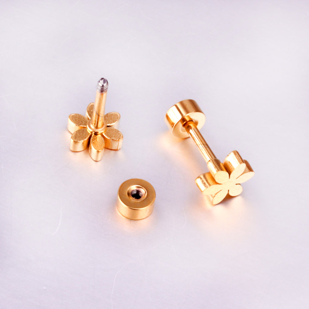 Boucles d'oreilles fleurie dorée